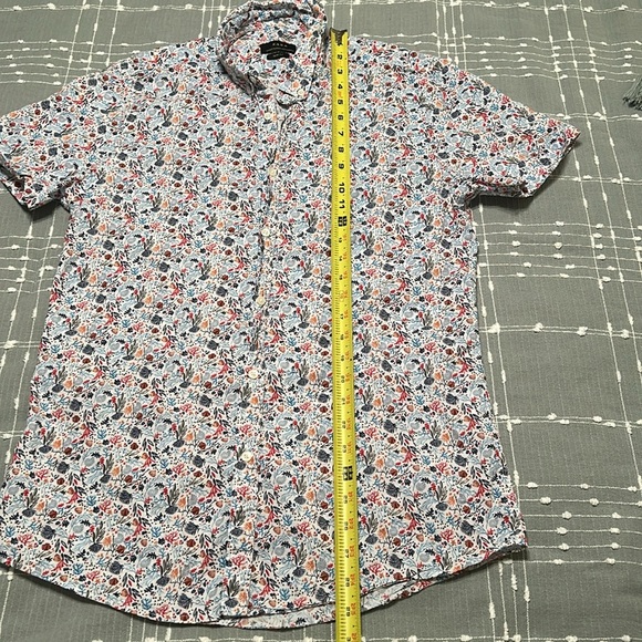 ZARA Slim Fit Nautical Seashell Shirt Mens M Colorful Short Sleeve Cotton - Picture 5 of 9
